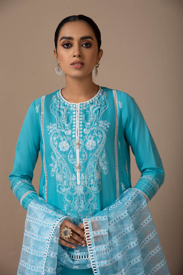 Sapphire- 2 Piece - Embroidered Satin Suit