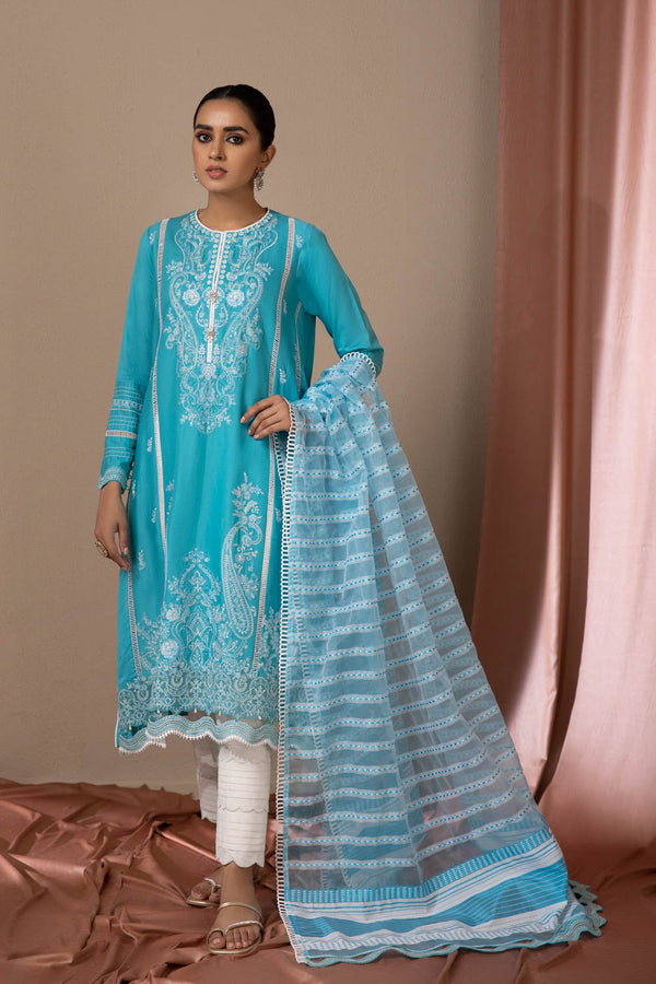 Sapphire- 2 Piece - Embroidered Satin Suit