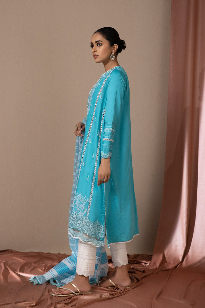 Sapphire- 2 Piece - Embroidered Satin Suit