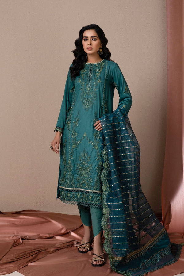 Sapphire- 2 Piece - Embroidered Satin Suit