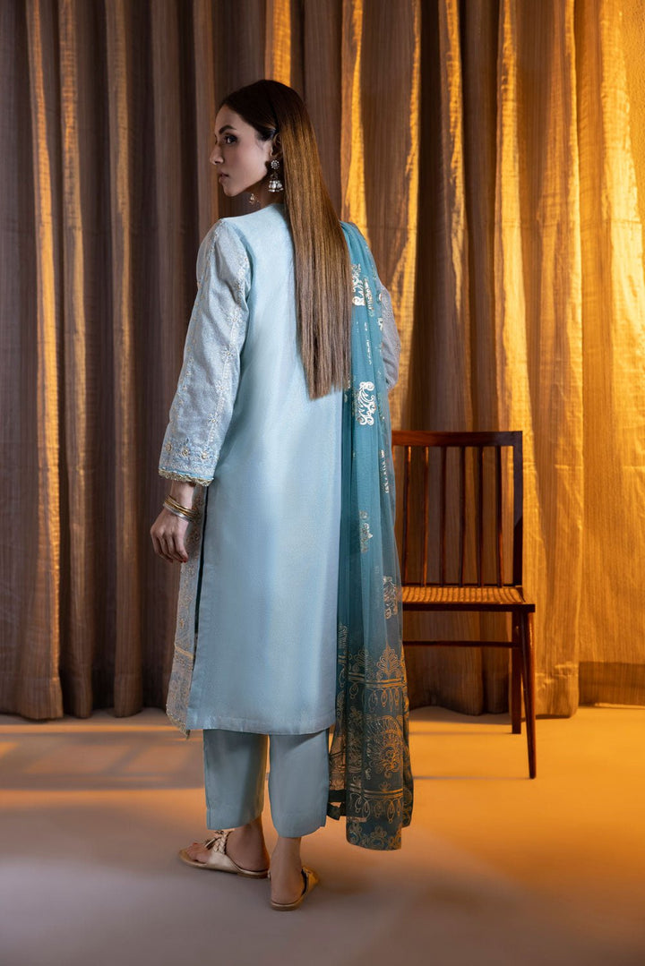 Sapphire- 3 Piece - Embroidered Net Suit