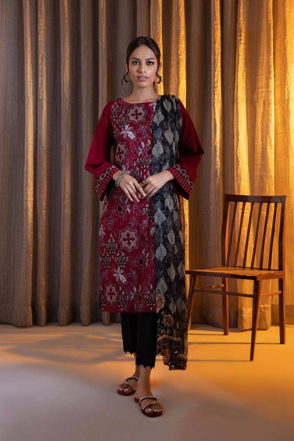 Sapphire- 2 Piece - Embroidered Cotton Suit