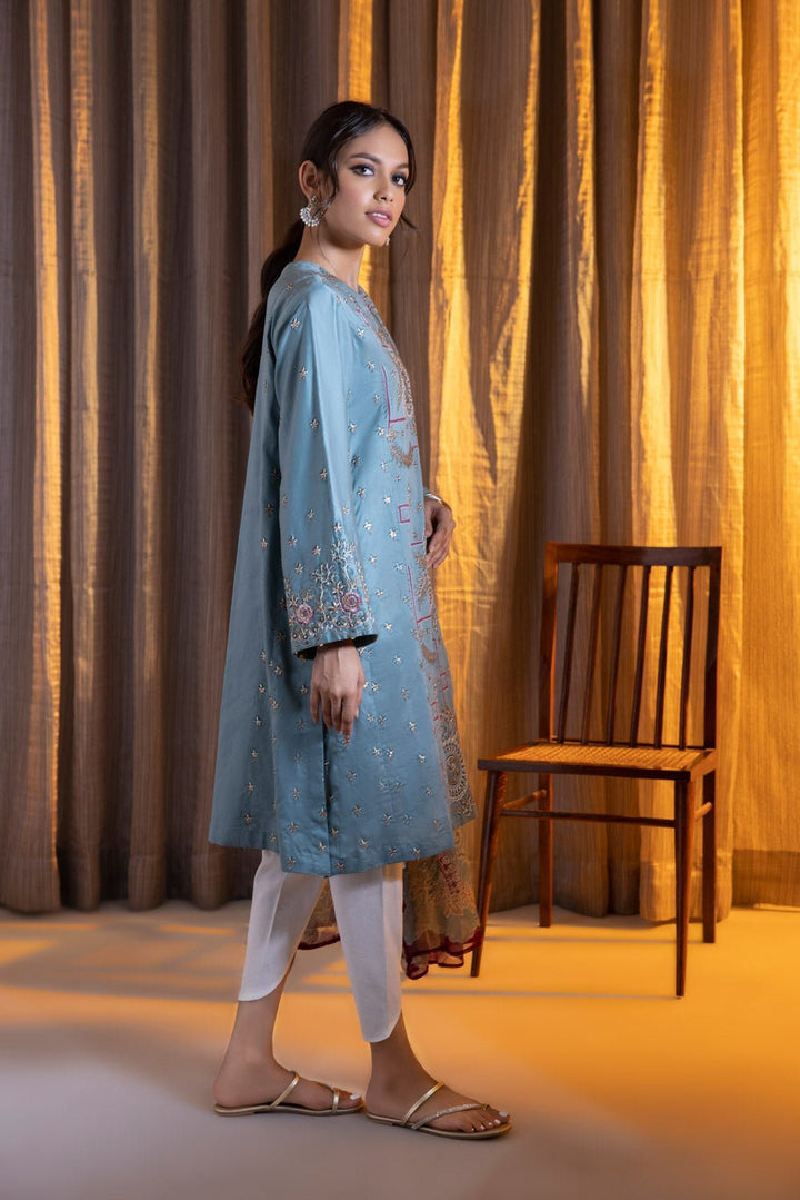 Sapphire- 2 Piece - Embroidered Cotton Suit