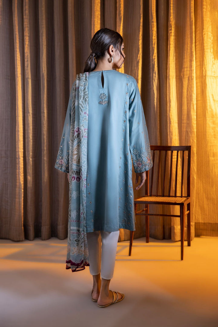 Sapphire- 2 Piece - Embroidered Cotton Suit