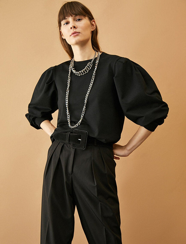 Koton- Crew Neck T-Shirt - Black