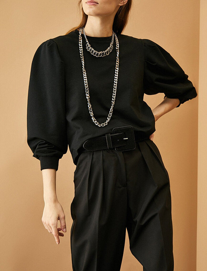 Koton- Crew Neck T-Shirt - Black