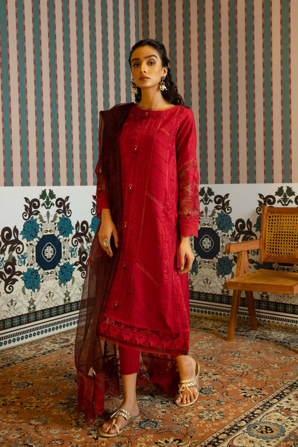 Sapphire- 3 Piece - Embroidered Cotton Suit