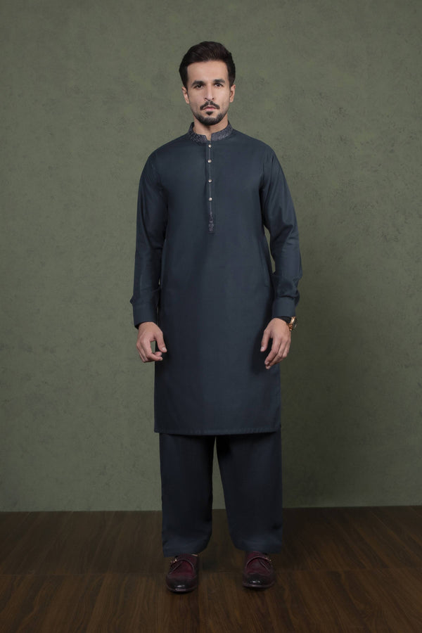 Sapphire- Embroidered Cotton Dobby Suit