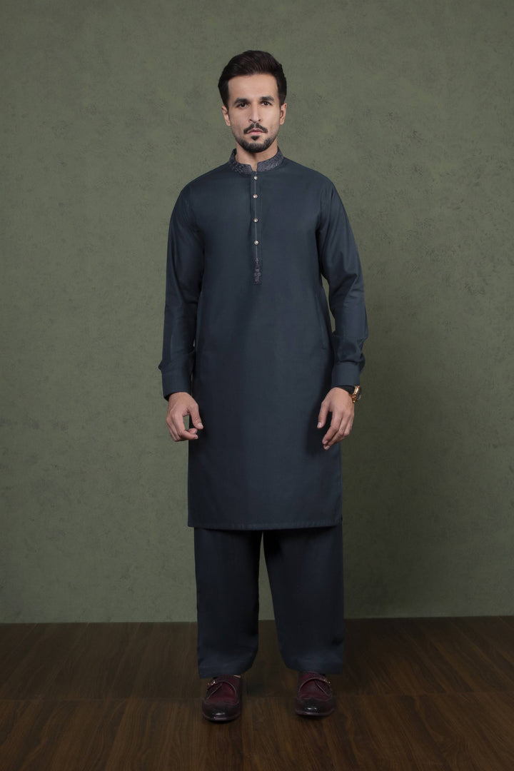 Sapphire- Embroidered Cotton Dobby Suit