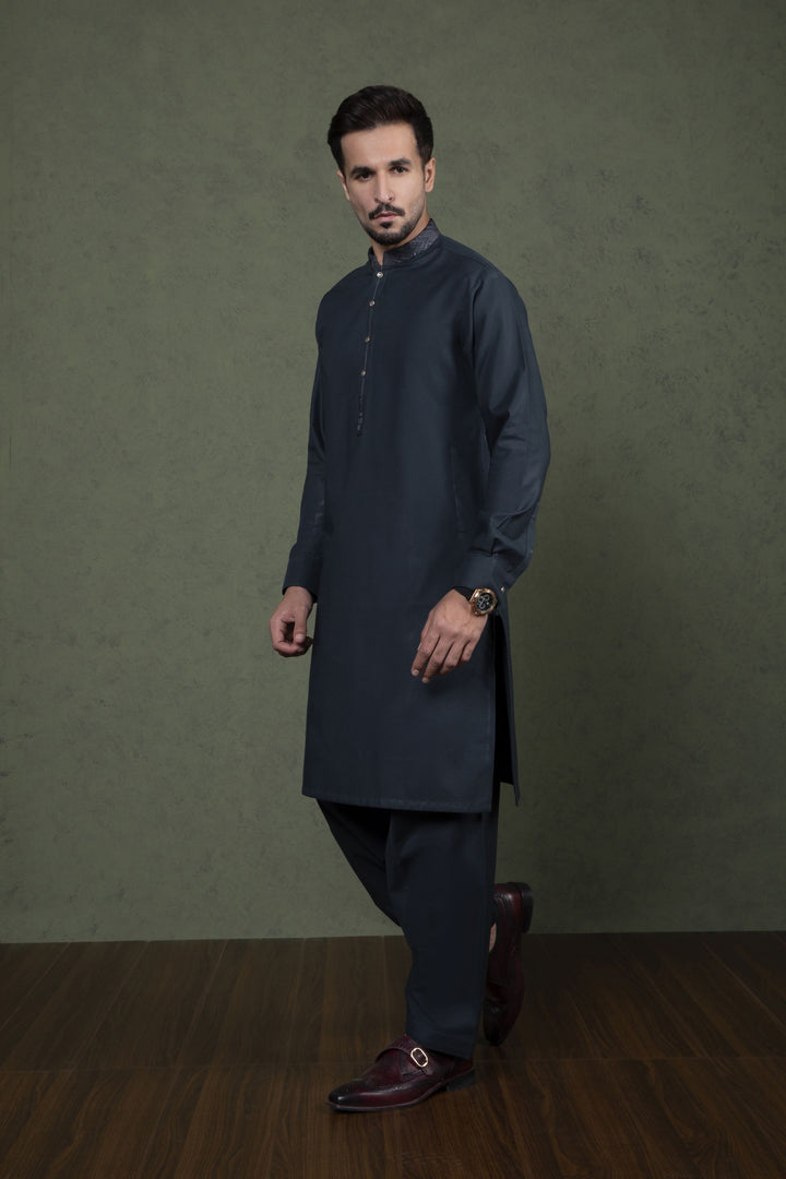 Sapphire- Embroidered Cotton Dobby Suit