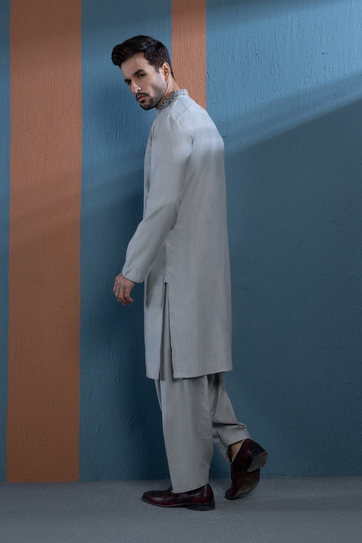 Sapphire- Embroidered Yarn Dyed Suit