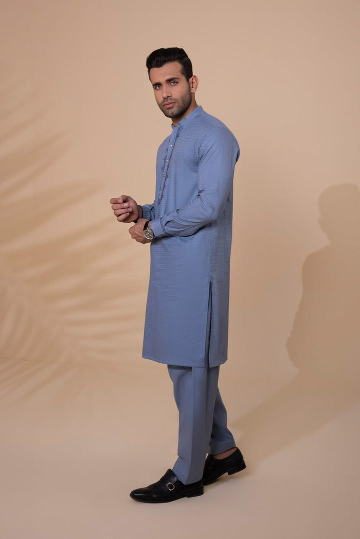 Sapphire- Embroidered Cotton Dobby Suit