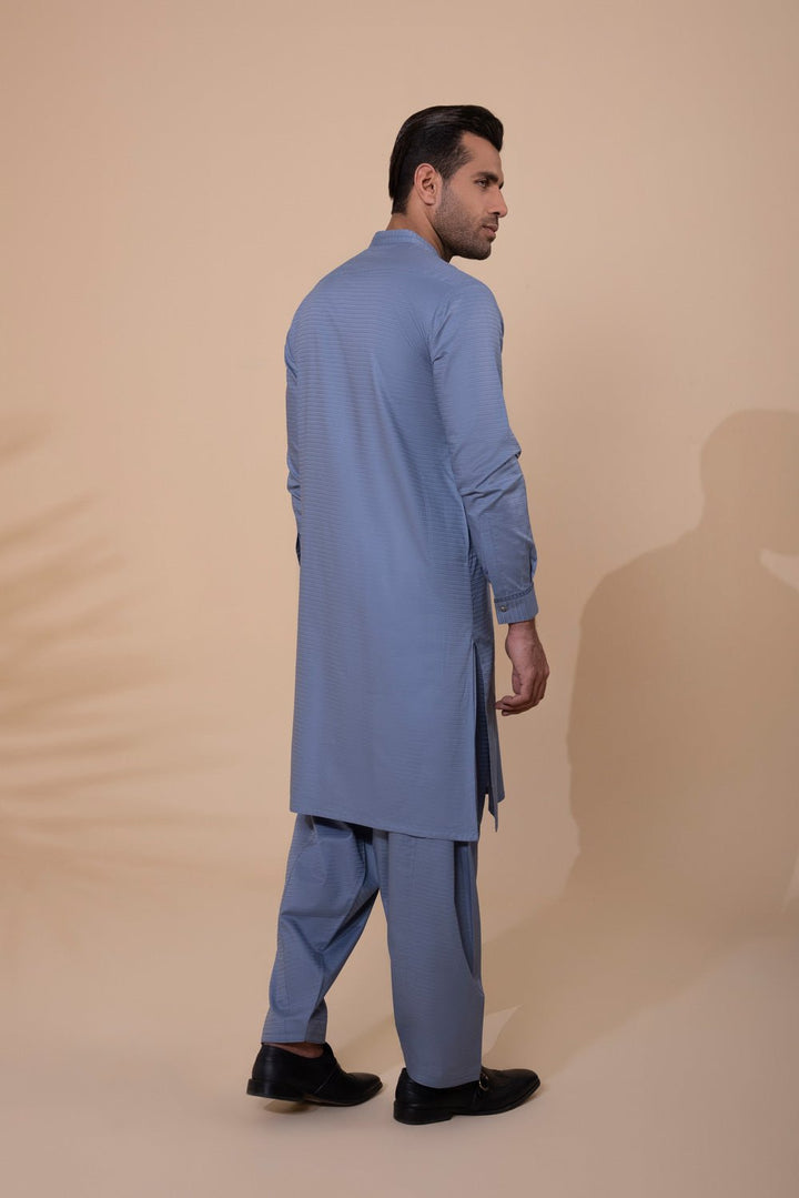 Sapphire- Embroidered Cotton Dobby Suit