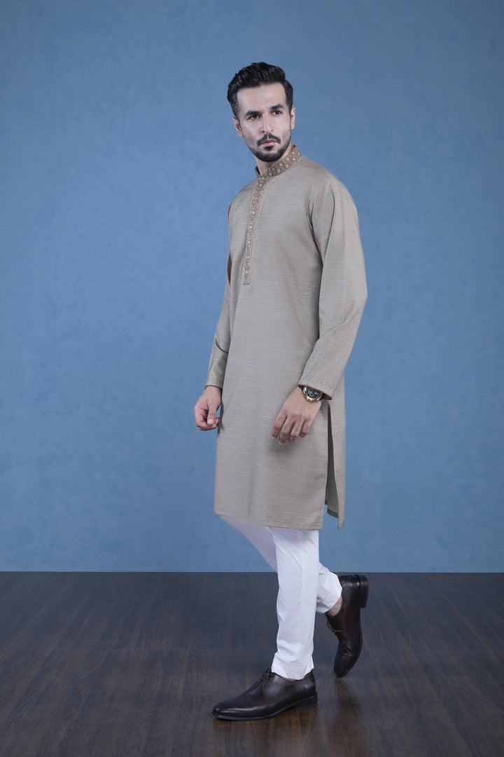 Sapphire- Embroidered Yarn Dyed Kurta