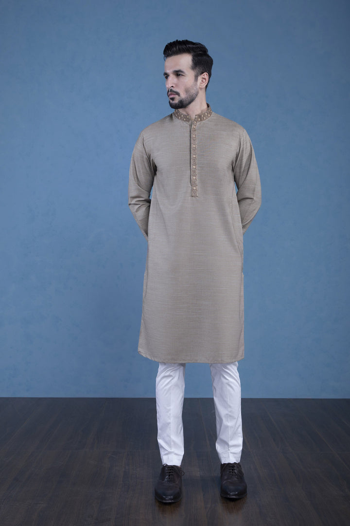 Sapphire- Embroidered Yarn Dyed Kurta