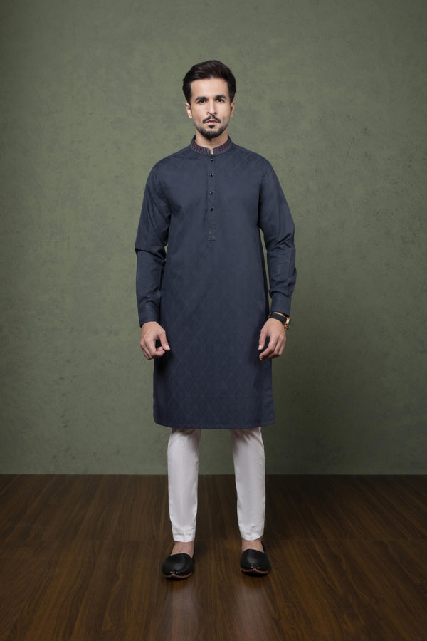 Sapphire- Embroidered Cotton Jacquard Kurta