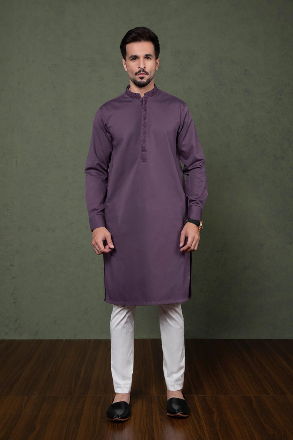 Sapphire- Embroidered Cotton Dobby Kurta