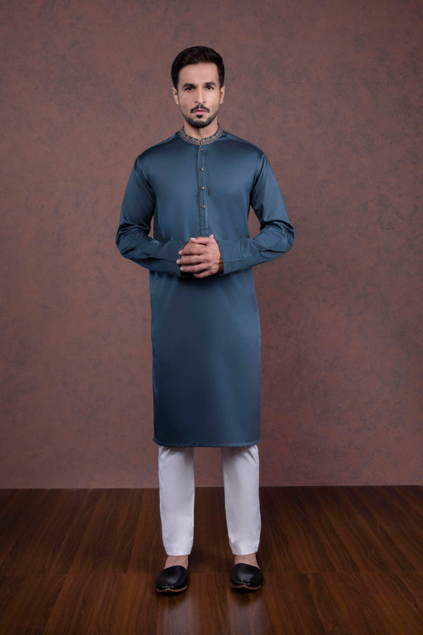 Sapphire- Embroidered Giza Cotton Kurta