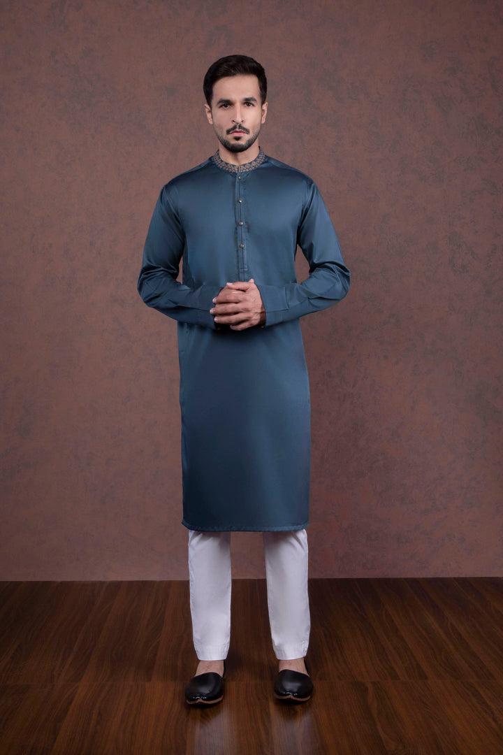 Sapphire- Embroidered Giza Cotton Kurta