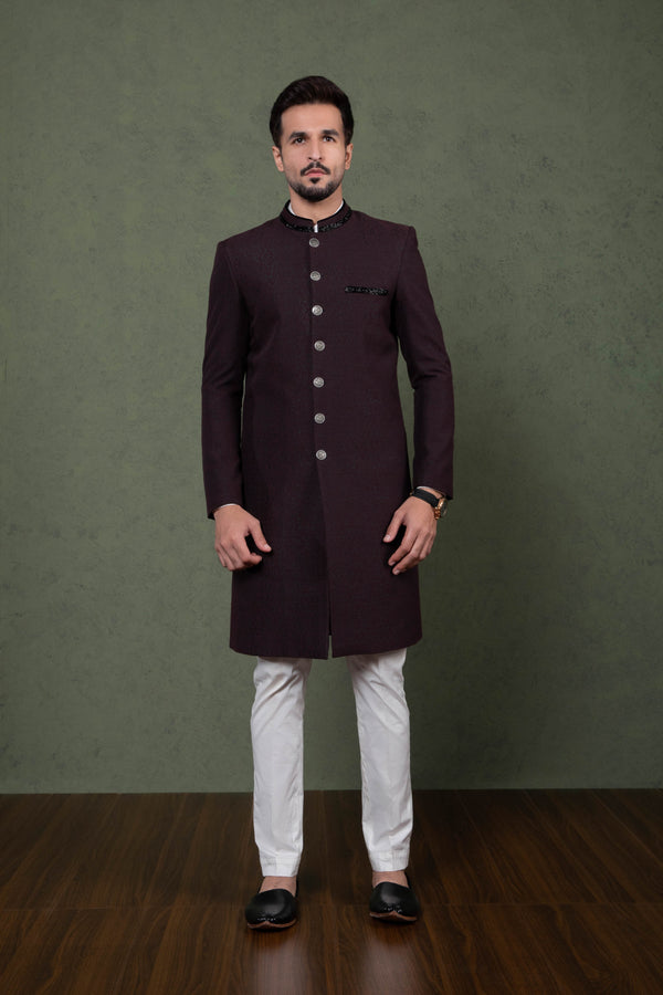 Sapphire- Embroidered Jamawar Sherwani