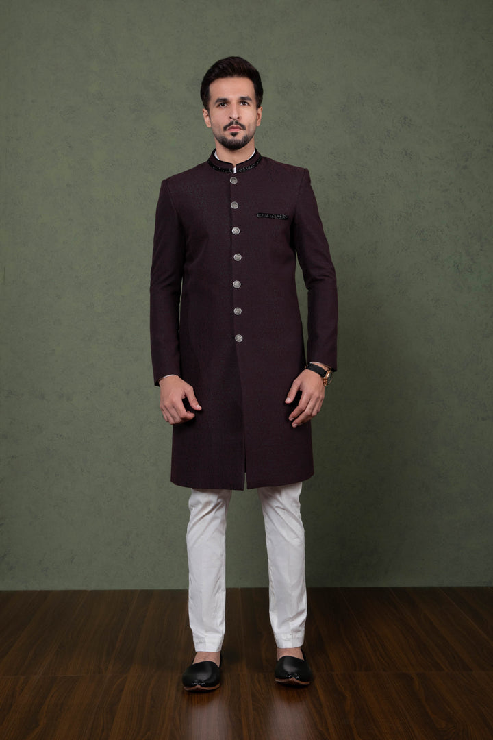 Sapphire- Embroidered Jamawar Sherwani