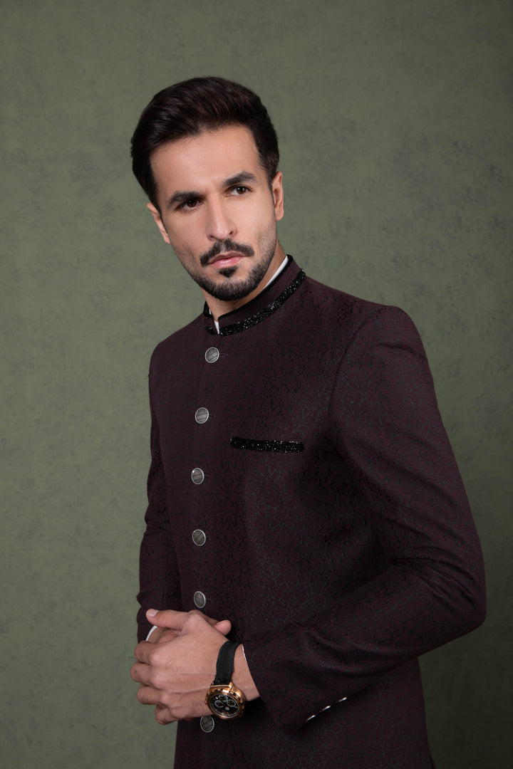 Sapphire- Embroidered Jamawar Sherwani