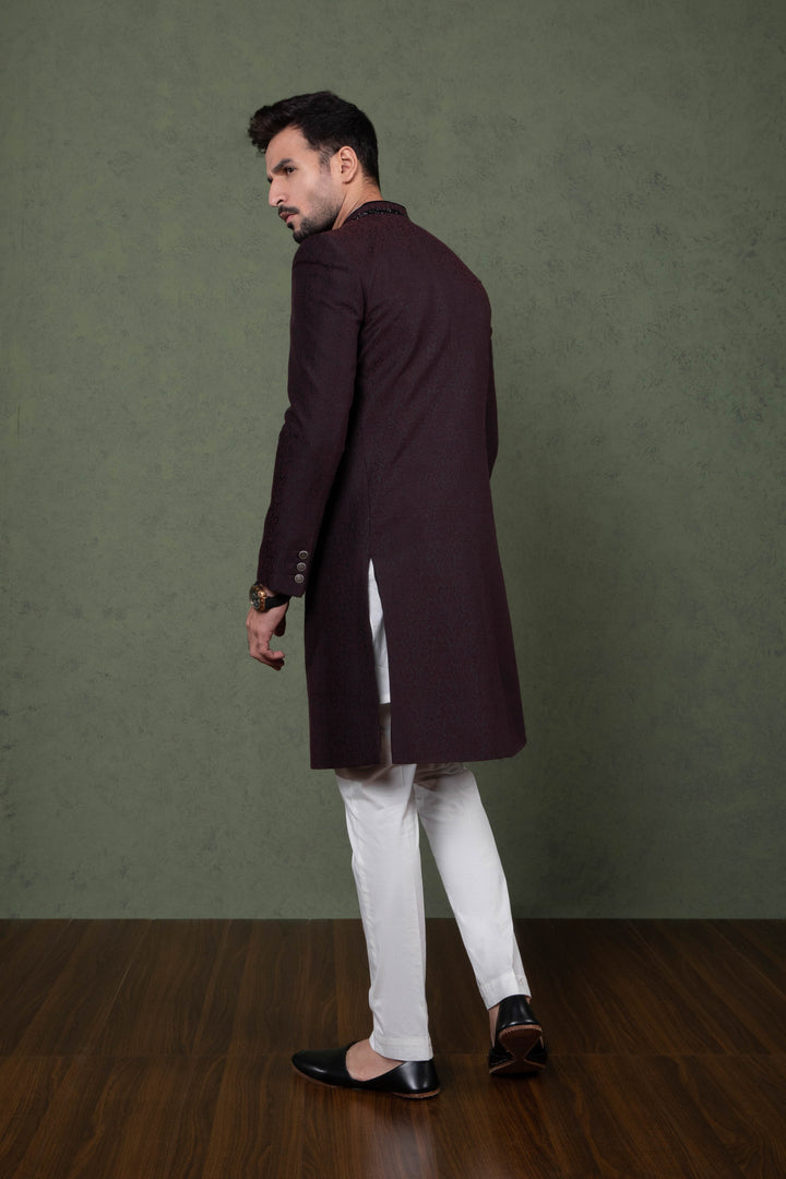 Sapphire- Embroidered Jamawar Sherwani