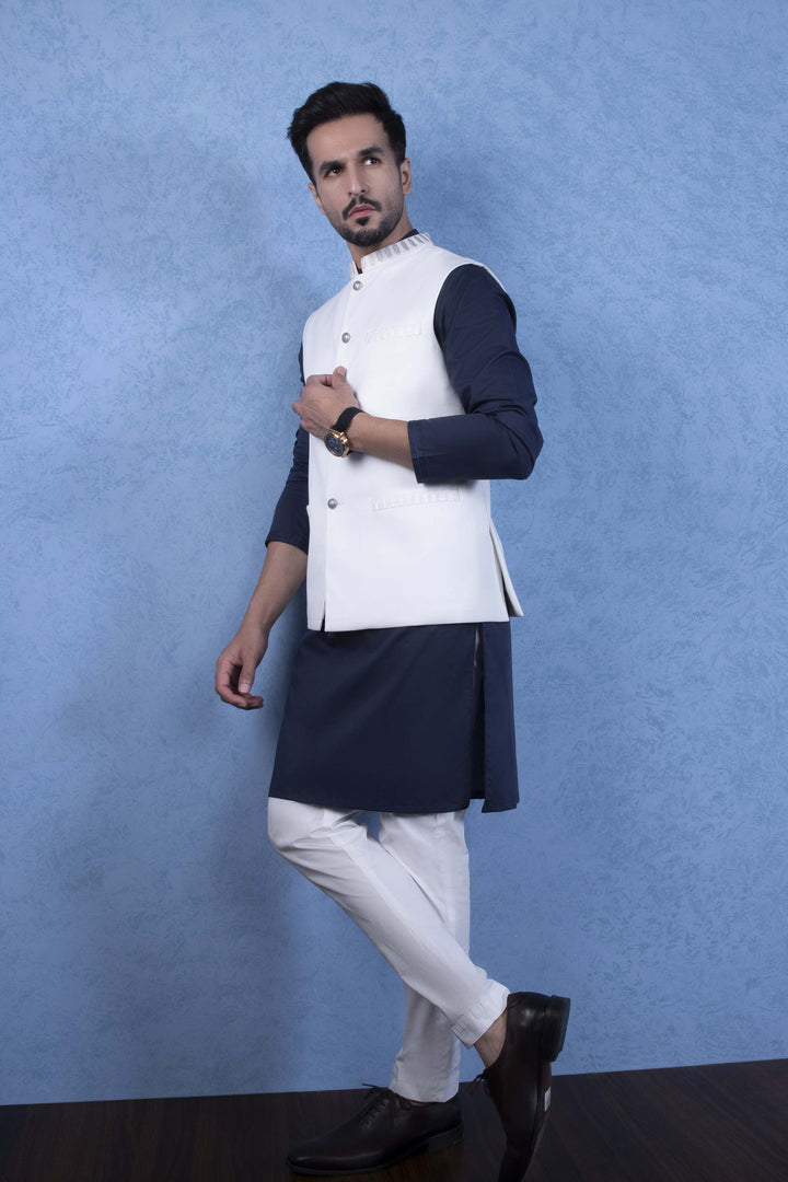 Sapphire- Embroidered Cotton Waistcoat