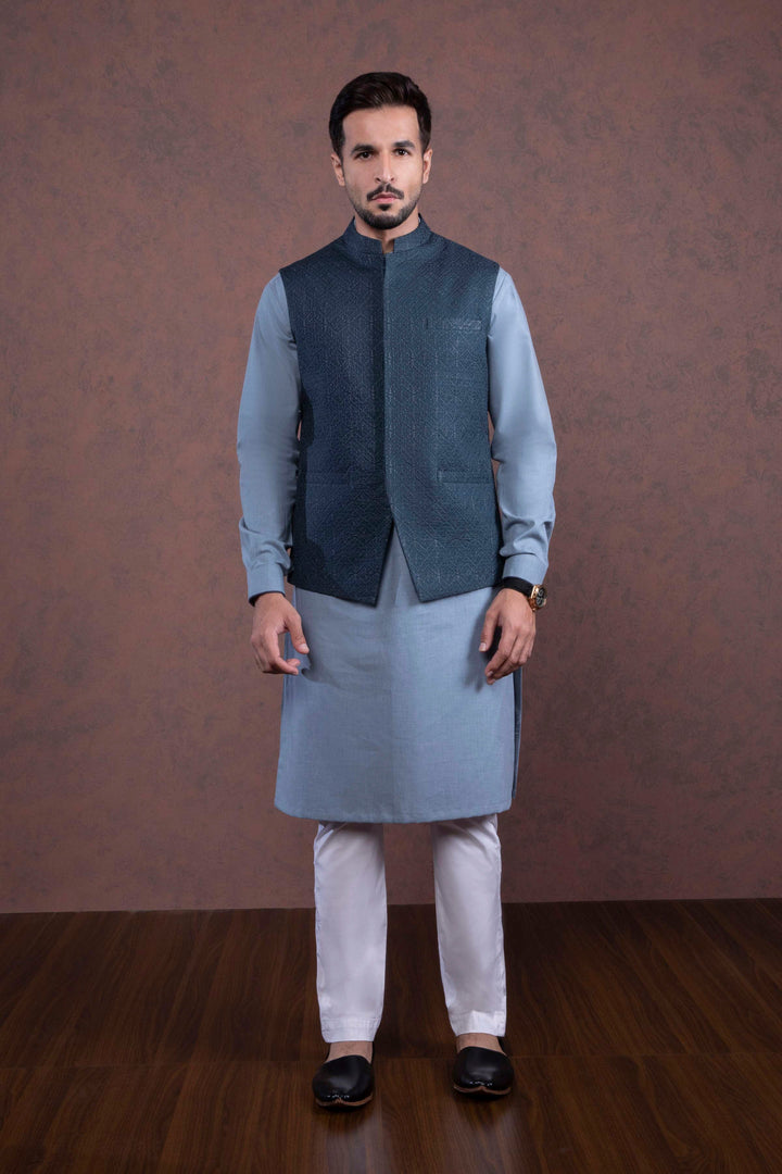 Sapphire- Embroidered Cotton Schiffli Waistcoat