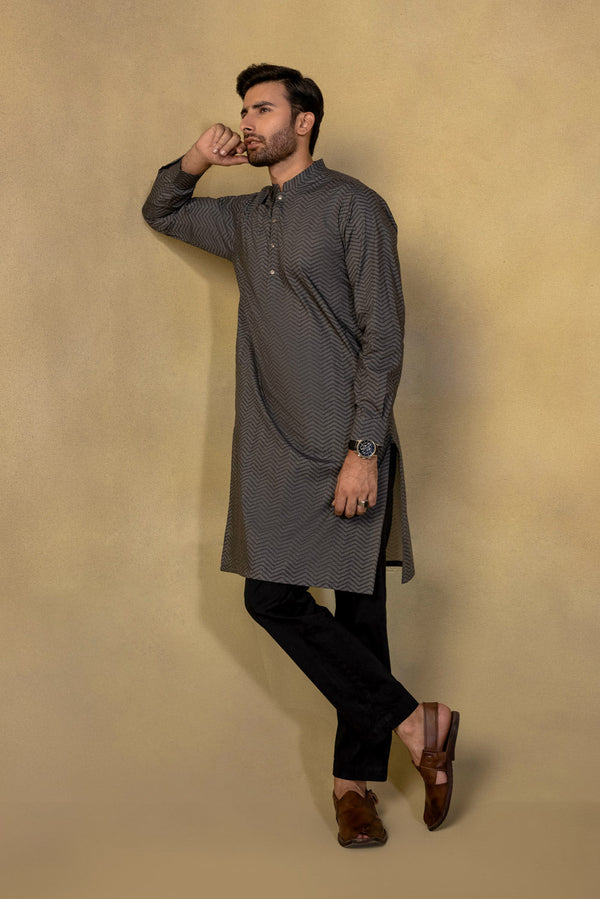 Mens Stitched Grey Kurta