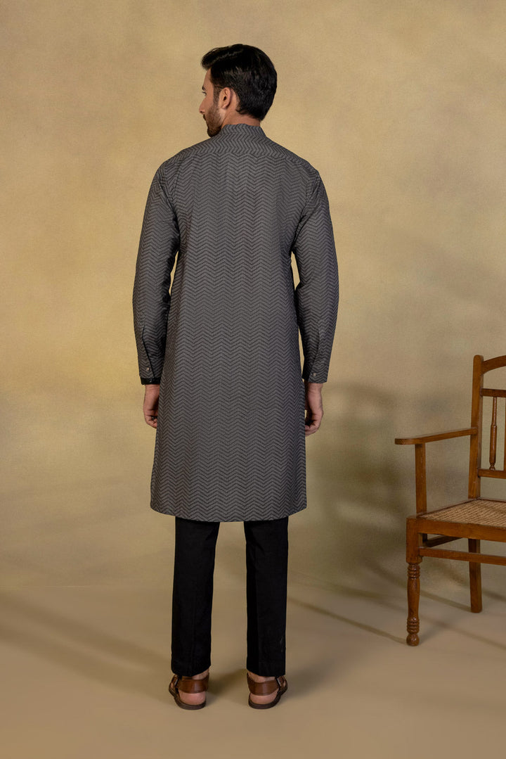 Mens Stitched Grey Kurta