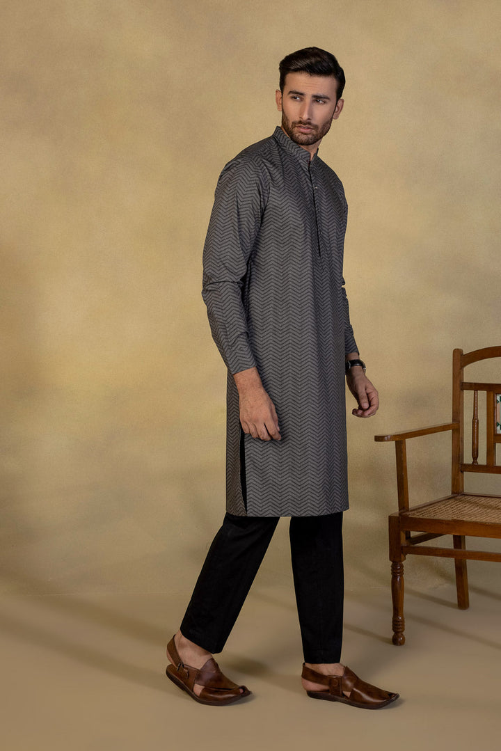 Mens Stitched Grey Kurta