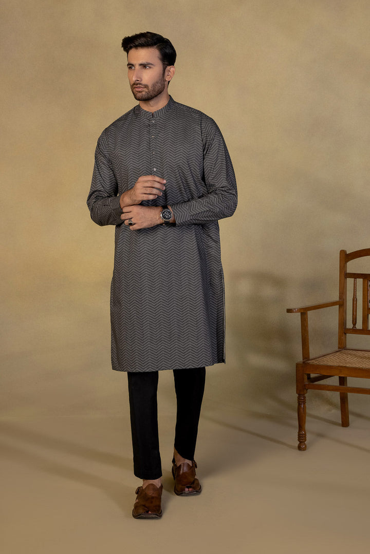 Mens Stitched Grey Kurta