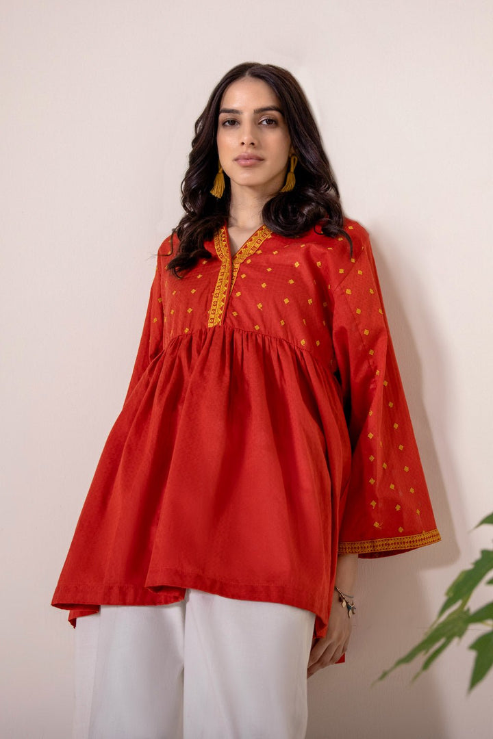 Sapphire- Embroidered Cotton Kurti