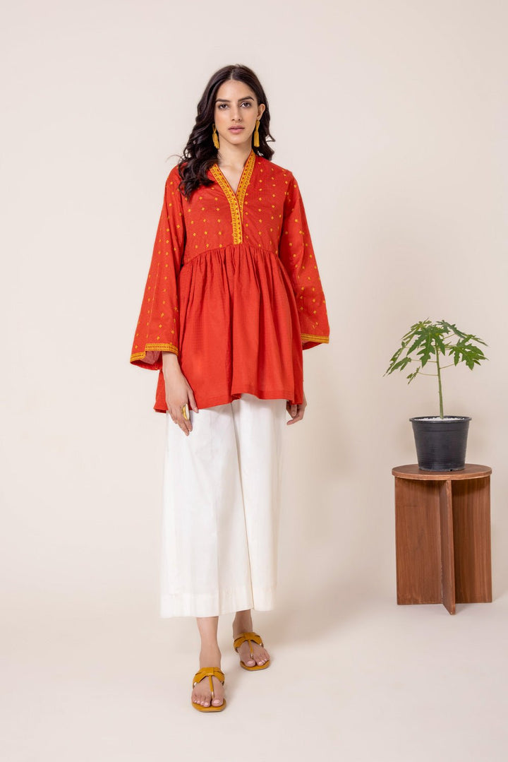 Sapphire- Embroidered Cotton Kurti