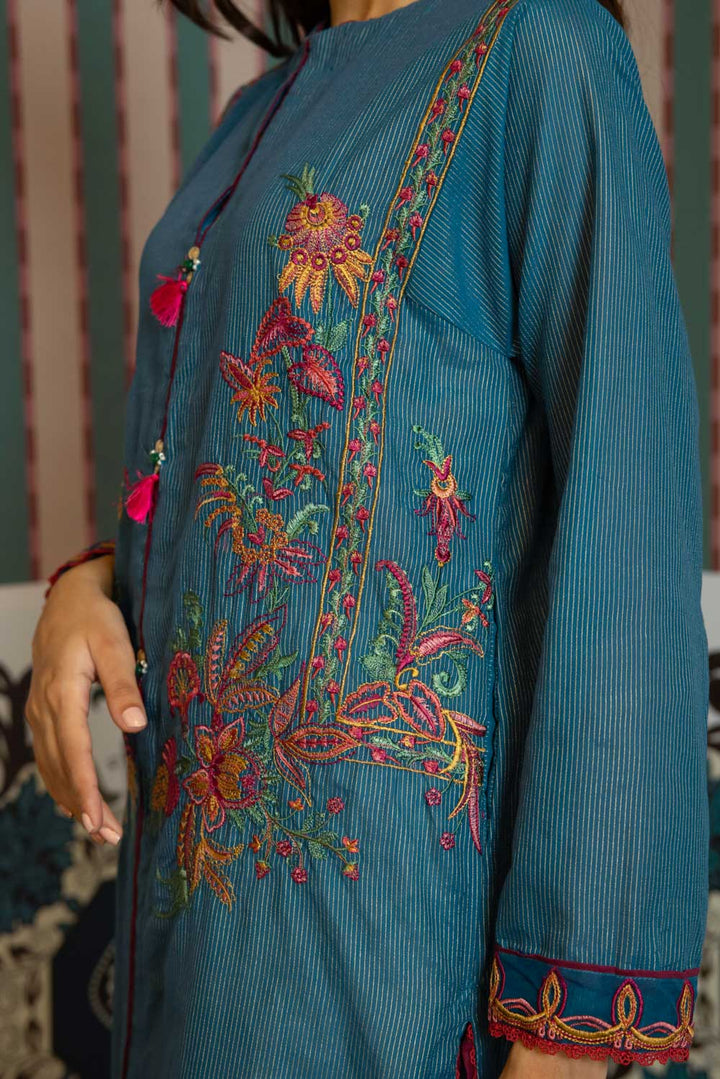 Sapphire- Embroidered Zari Lawn Shirt