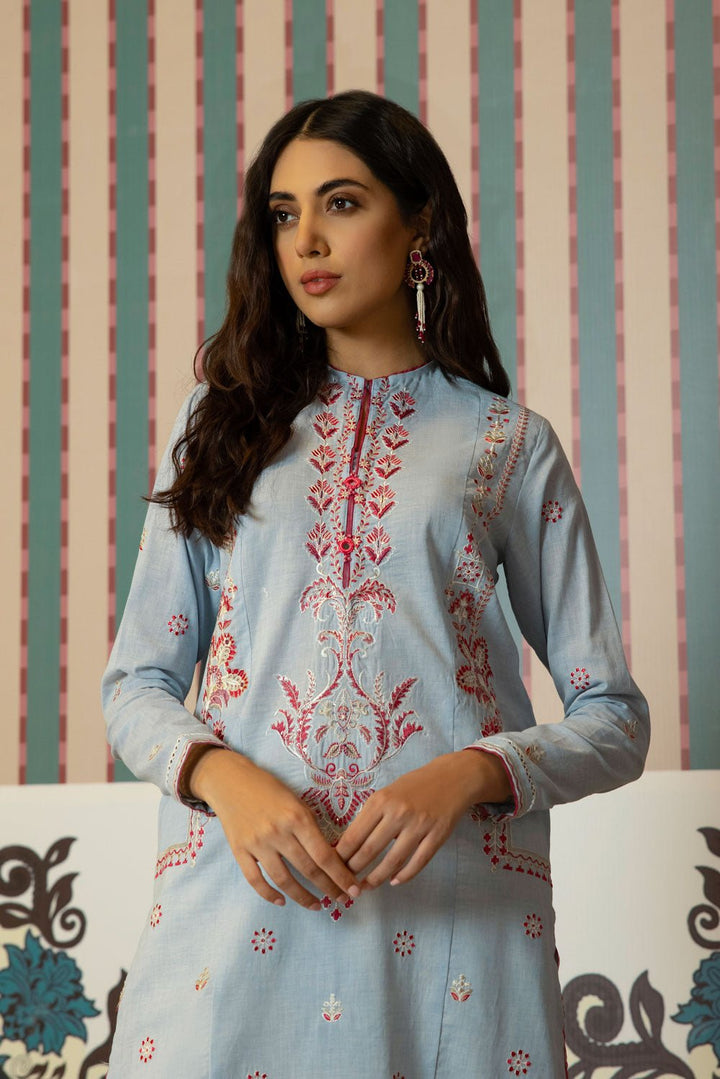 Sapphire- Embroidered Mélange Shirt