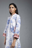 Sapphire Embroidered Cotton Shirt White & Blue