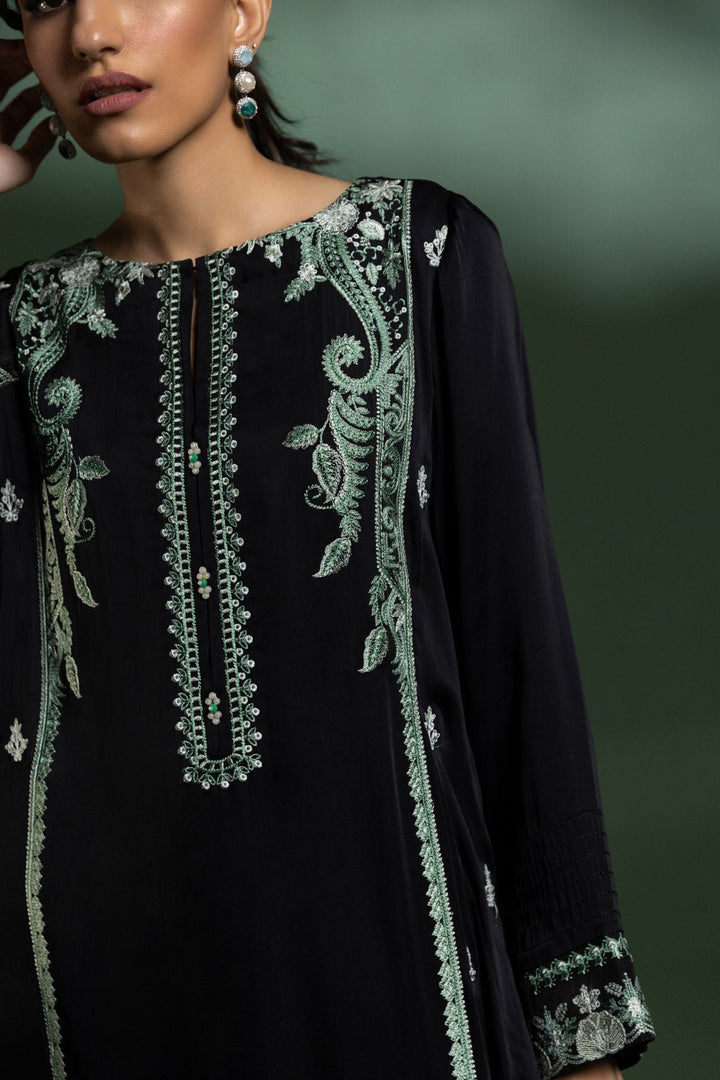 Sapphire- Embroidered Blended Charmeuse Shirt