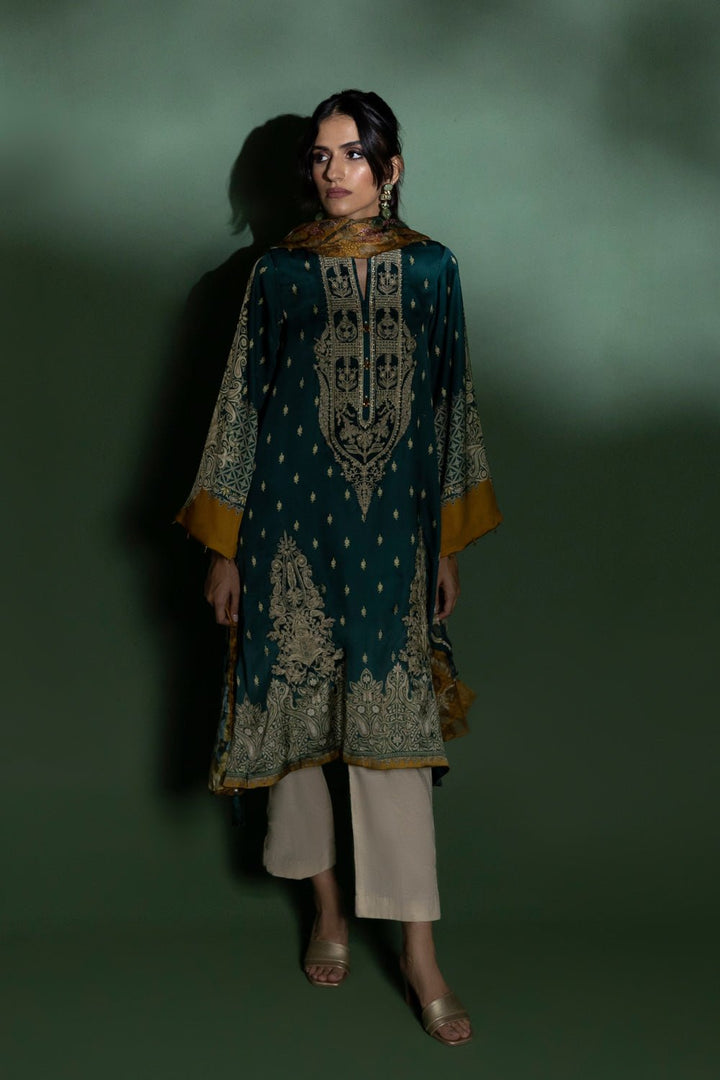 Sapphire- 2 Piece - Embroidered Silk Suit