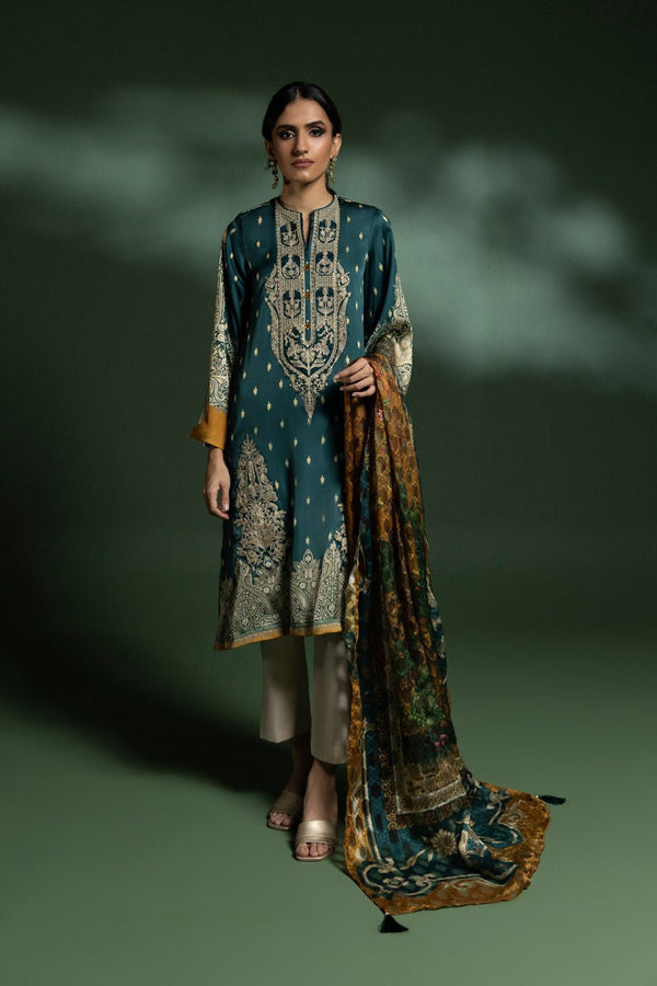 Sapphire- 2 Piece - Embroidered Silk Suit