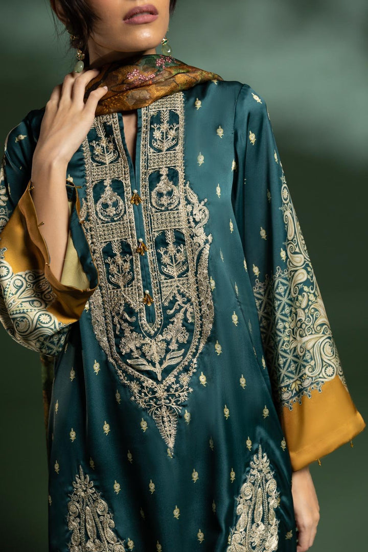 Sapphire- 2 Piece - Embroidered Silk Suit