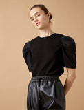 Koton- Short Sleeve Fabric Detailed Knitwear Sweater- Black