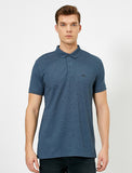 Koton- Polo Collar Metal Logo Detailed Slim Fit T-Shirt- Navy Blue