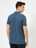 Koton- Polo Collar Metal Logo Detailed Slim Fit T-Shirt- Navy Blue