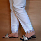 Zardi- Embroided Trouser - White - Cotton - ZT219