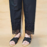 Zardi- Embroided Cotton Trouser - Black - ZT231