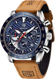 Benyar - Top Brand New Men Watches Leather Strap Luxury Waterproof Sport Quartz Chronograph Watch Men BY-5175L-SBE