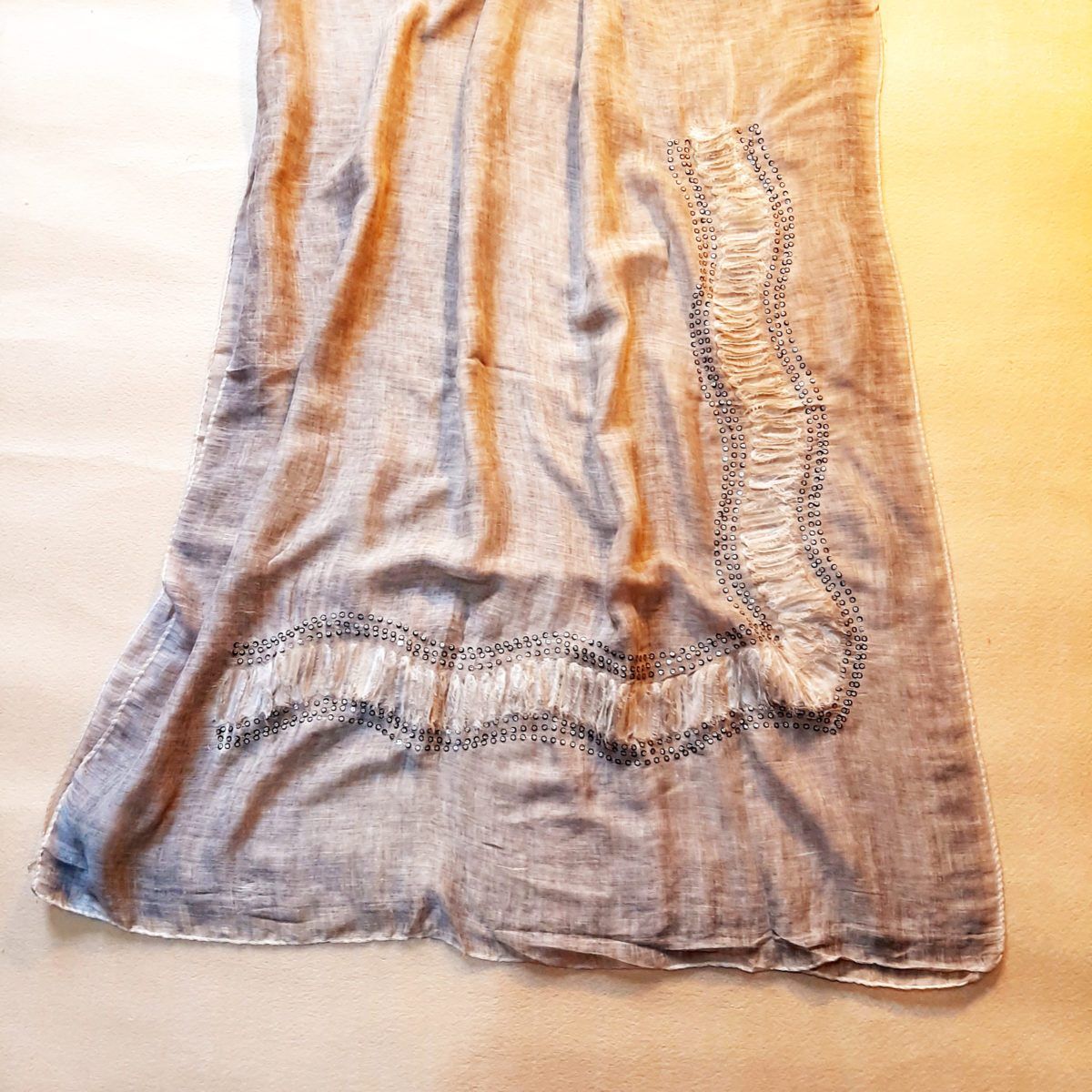 Zardi- Fancy Stole With One sided Sequence Border - Lawn - Brown- ZSC7 ...