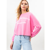 Lefties- Fuchsia Oversize Cropped Sweatshirt With Slogan